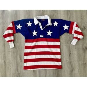 Canterbury Of New Zealand Rugby Shirt USA Flag Motif Medium Size 40